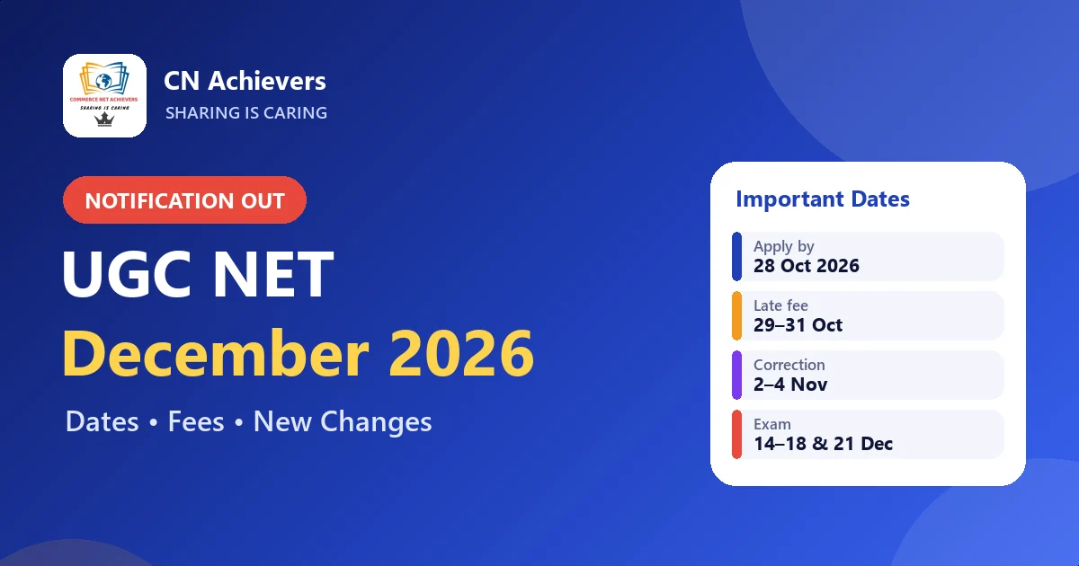 UGC NET December 2026 Notification Out: Dates, Fees aur Naye Badlaav