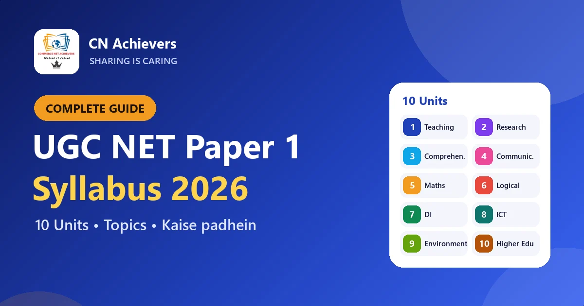 UGC NET Paper 1 Syllabus 2026: Saare 10 Units, Topics aur Kaise Padhein
