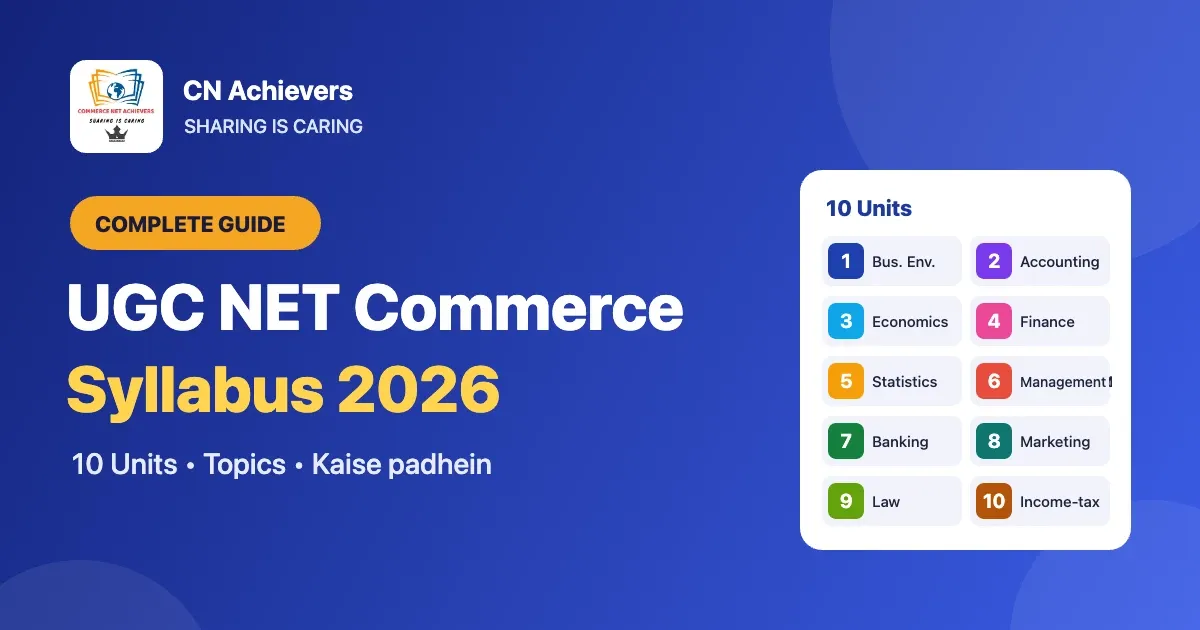 UGC NET Commerce Syllabus 2026: Saare 10 Units, Topics aur Kaise Padhein