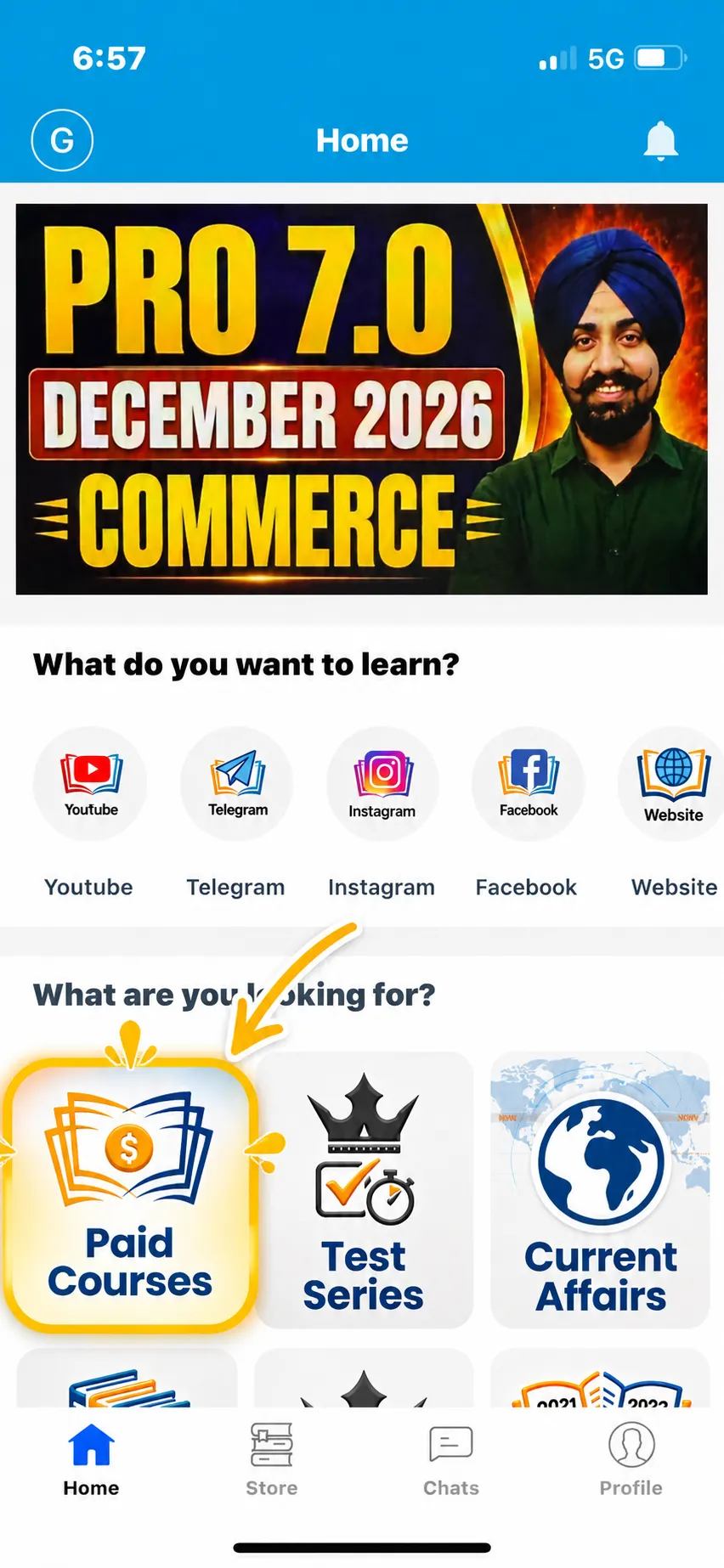 Select "Paid Courses" Section 